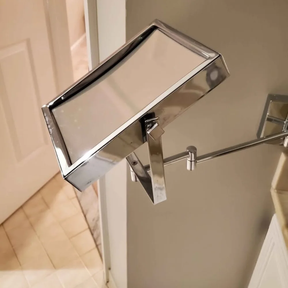 Wall-Mounted Rectangular Makeup Mirror in Silver